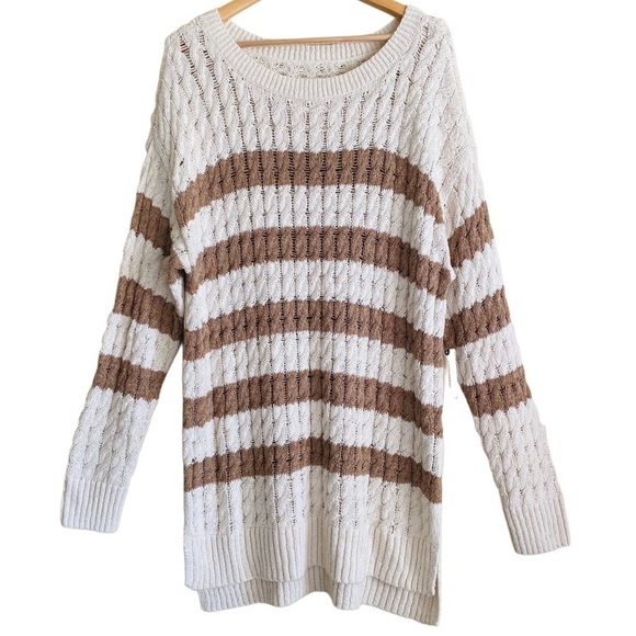 ANTHROPOLOGIE PILCRO Oversized Casual Cable Knit Striped Pullover Sweater S NWT - Picture 9 of 13